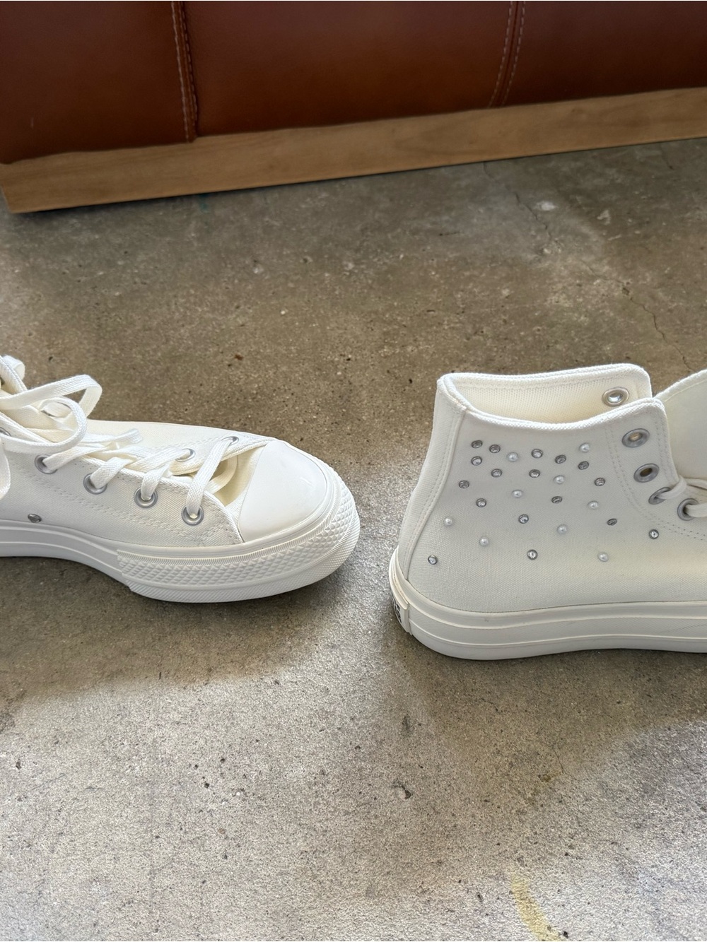 Converse White womens High-Top Sneakers with Rhinestone bride bridal wedding